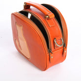 Cute Cat Design Handmade Vege Tanned Leather Bag